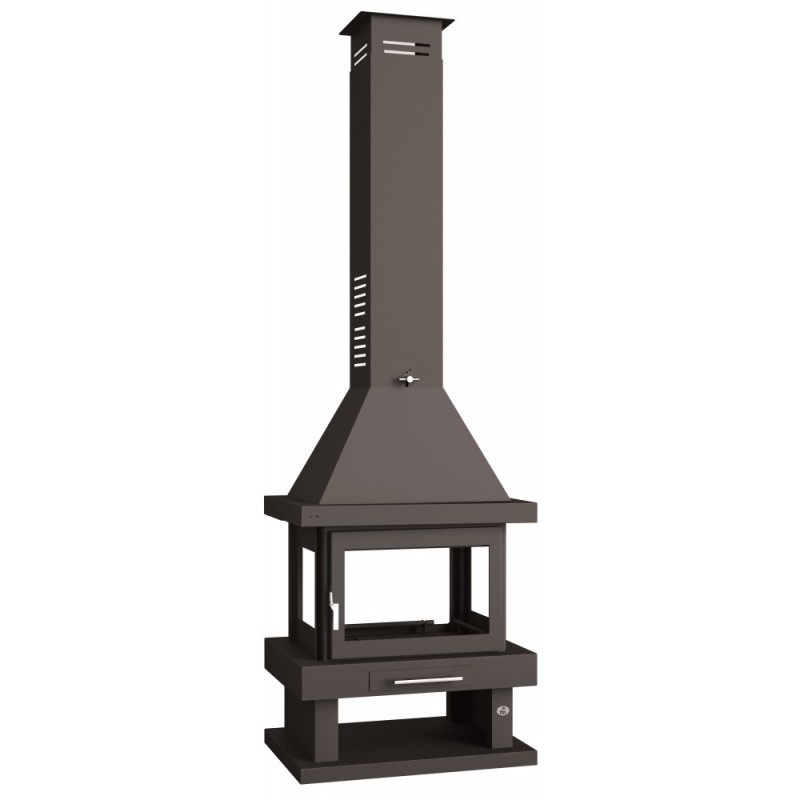C-104 Chimenea metálica de leña central 4 caras