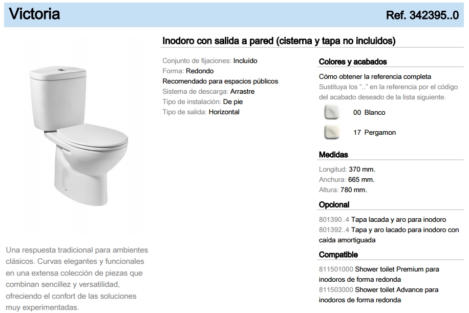 Tapa WC sanitario ROCA Victoria lacado